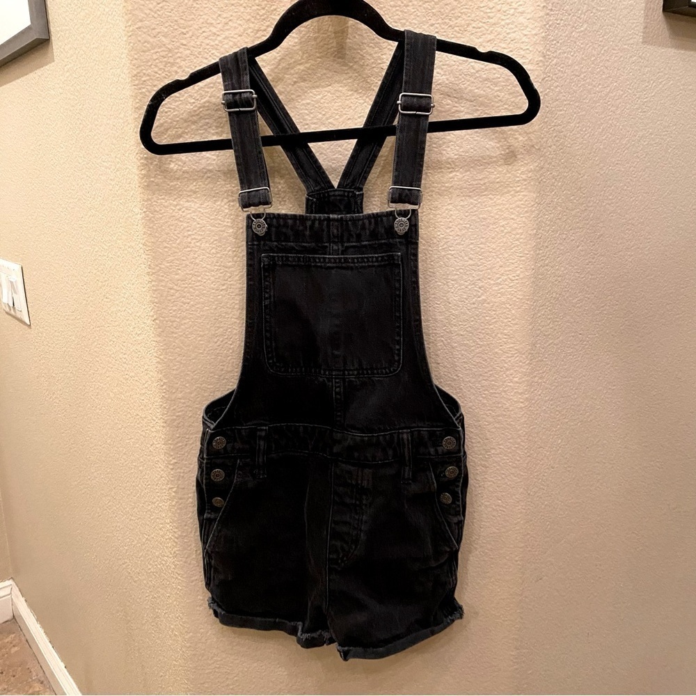 MADEWELL Women Black Denim Overall Shorts Size XS